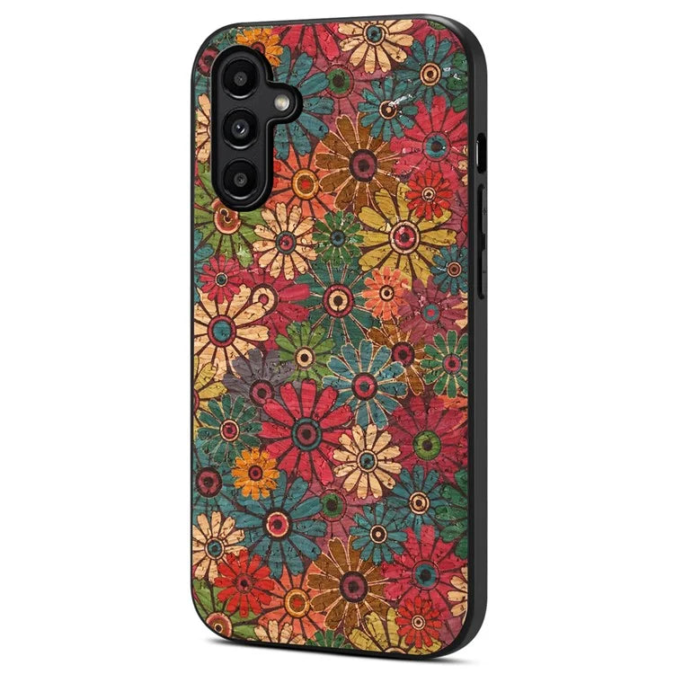 For Samsung Galaxy A14 5G Phone Cover Leather+TPU+PC Seasonal Flowers Patterns Back Case