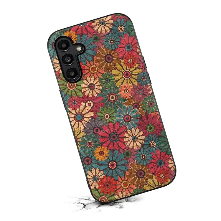 For Samsung Galaxy A14 5G Phone Cover Leather+TPU+PC Seasonal Flowers Patterns Back Case