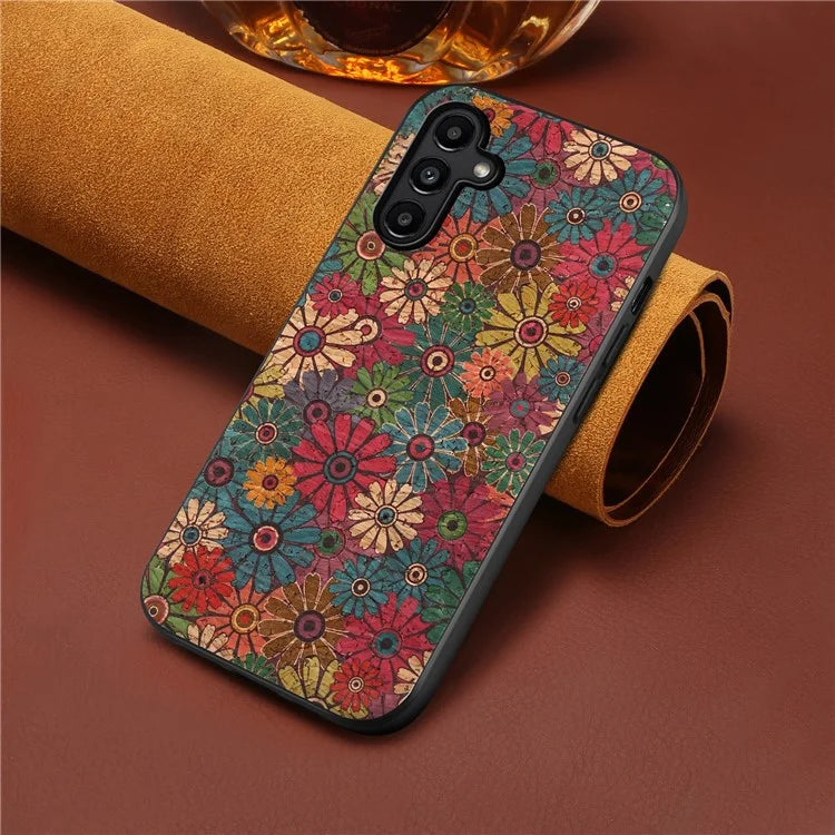 For Samsung Galaxy A14 5G Phone Cover Leather+TPU+PC Seasonal Flowers Patterns Back Case