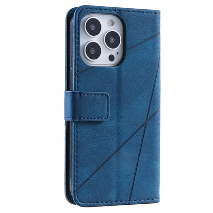 For iPhone 13 Pro Max Case Wallet Phone Leather Cover Lines Imprinted