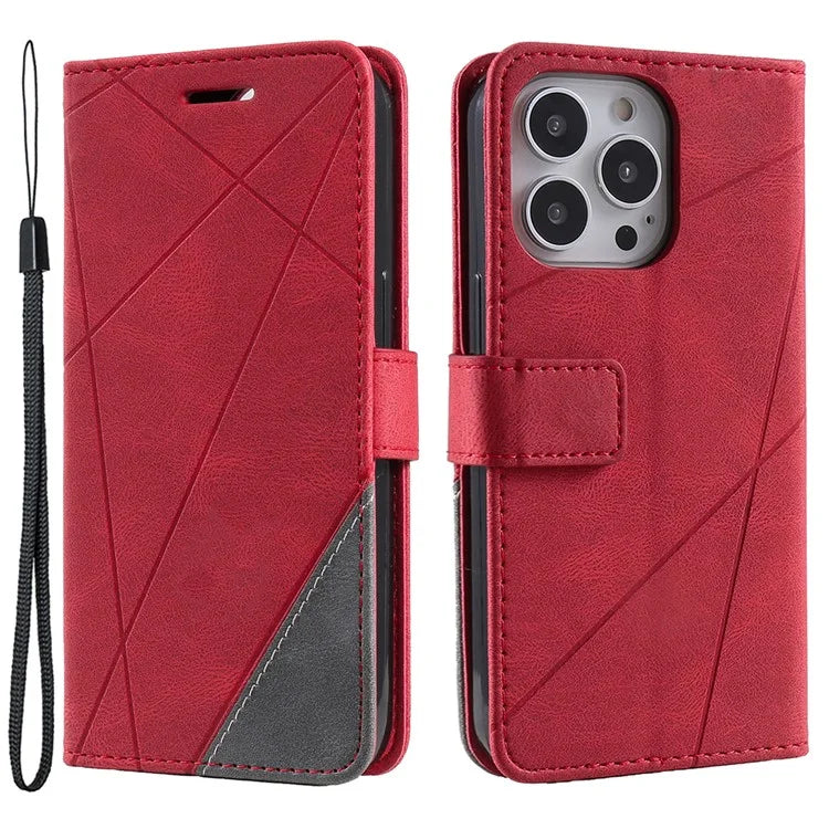 For iPhone 13 Pro Max Case Wallet Phone Leather Cover Lines Imprinted