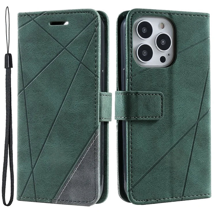 For iPhone 13 Pro Max Case Wallet Phone Leather Cover Lines Imprinted