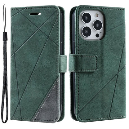 For iPhone 13 Pro Max Case Wallet Phone Leather Cover Lines Imprinted