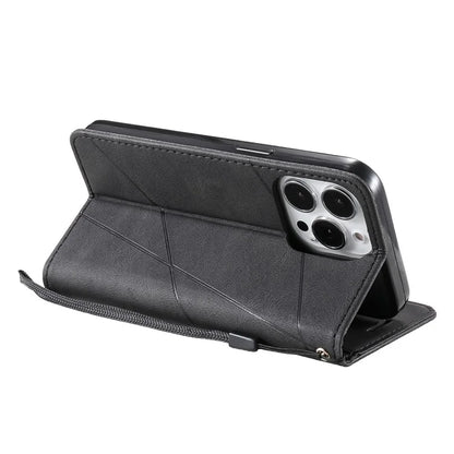 For iPhone 13 Pro Max Case Wallet Phone Leather Cover Lines Imprinted