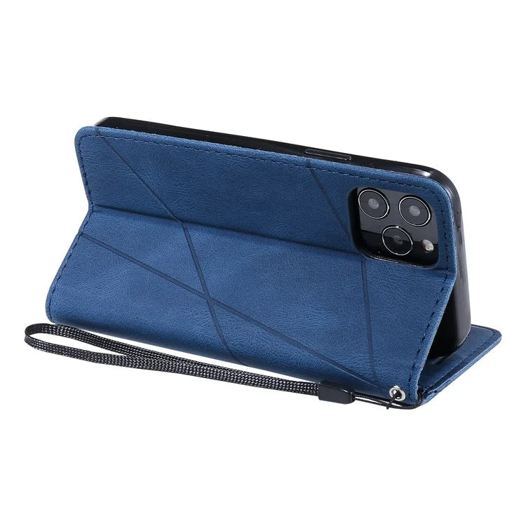 For iPhone 12 / 12 Pro Case Card Slots Wallet PU Leather Phone Cover with Hand Strap