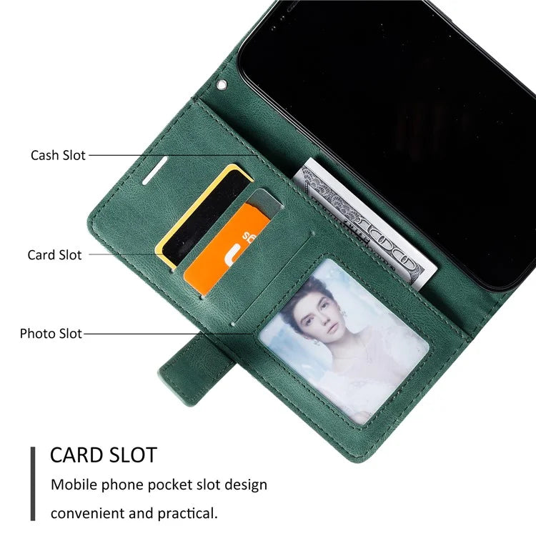 For iPhone 12 / 12 Pro Case Card Slots Wallet PU Leather Phone Cover with Hand Strap