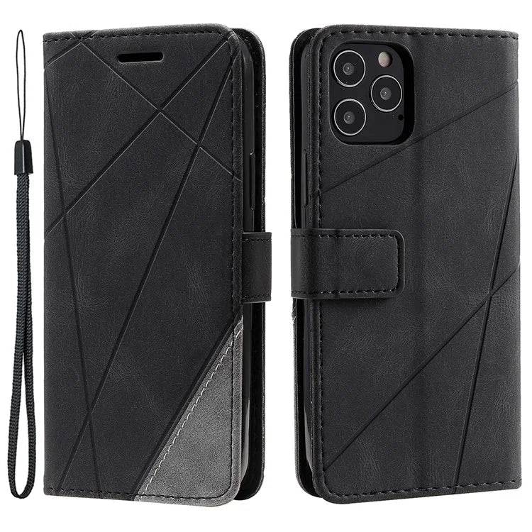 For iPhone 12 / 12 Pro Case Card Slots Wallet PU Leather Phone Cover with Hand Strap