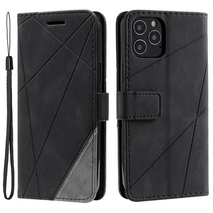 For iPhone 12 / 12 Pro Case Card Slots Wallet PU Leather Phone Cover with Hand Strap