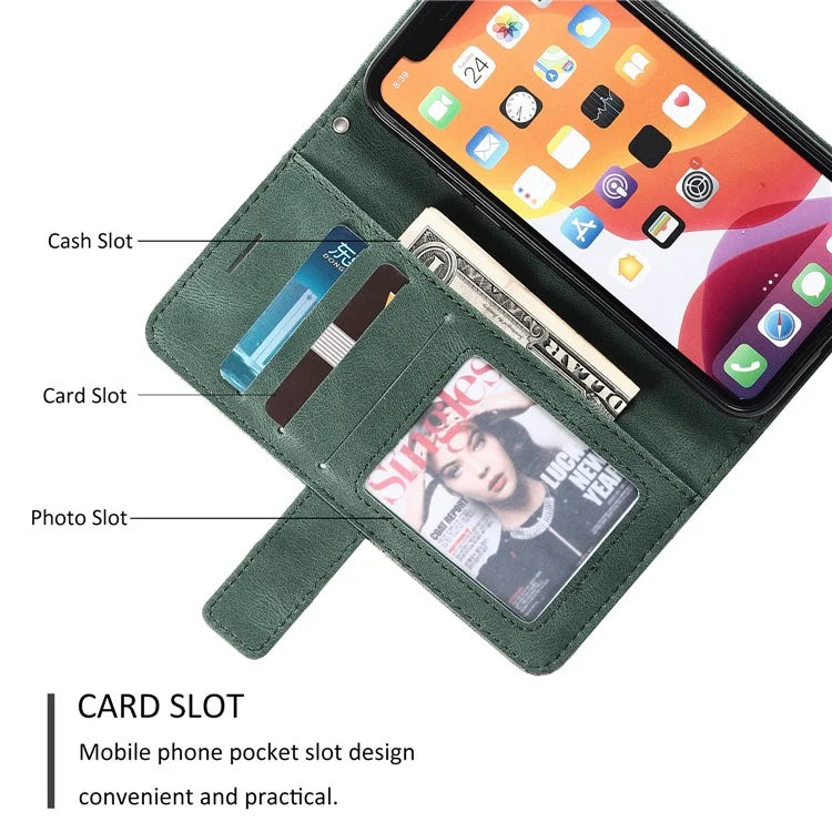 For iPhone 11 Pro Case with Strap Skin-touch PU Leather Stand Wallet Phone Cover