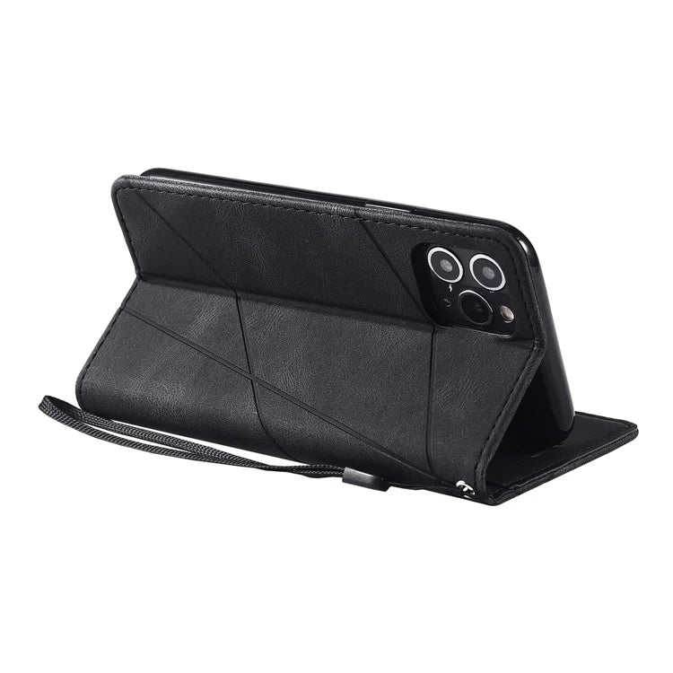 For iPhone 11 Pro Case with Strap Skin-touch PU Leather Stand Wallet Phone Cover