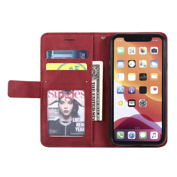 For iPhone 11 Pro Case with Strap Skin-touch PU Leather Stand Wallet Phone Cover