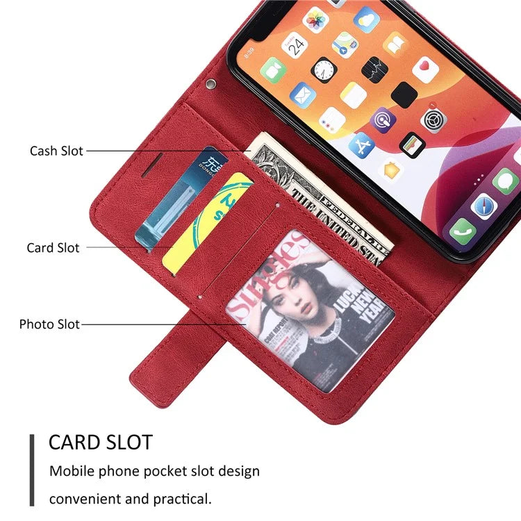 For iPhone 11 Pro Case with Strap Skin-touch PU Leather Stand Wallet Phone Cover