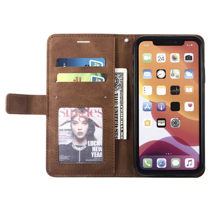 For iPhone 11 Leather Case with Strap Skin-touch Splicing Wallet Phone Cover