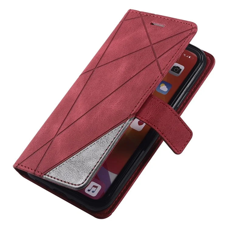 For iPhone 11 Leather Case with Strap Skin-touch Splicing Wallet Phone Cover