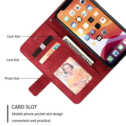 For iPhone 11 Leather Case with Strap Skin-touch Splicing Wallet Phone Cover