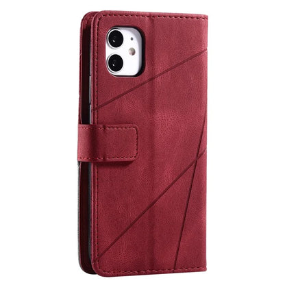 For iPhone 11 Leather Case with Strap Skin-touch Splicing Wallet Phone Cover