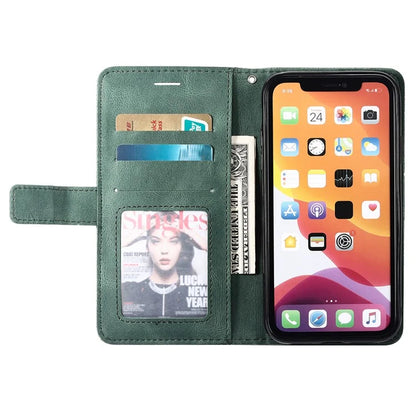 For iPhone 11 Leather Case with Strap Skin-touch Splicing Wallet Phone Cover