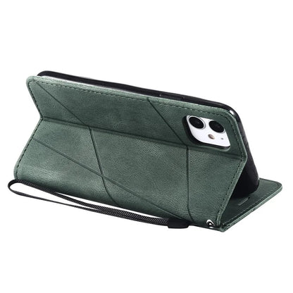 For iPhone 11 Leather Case with Strap Skin-touch Splicing Wallet Phone Cover