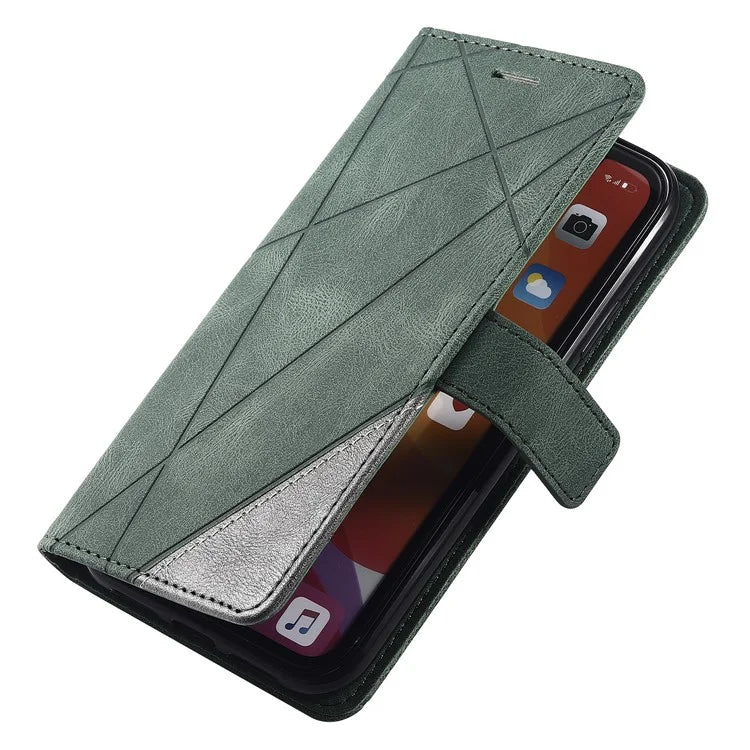 For iPhone 11 Leather Case with Strap Skin-touch Splicing Wallet Phone Cover