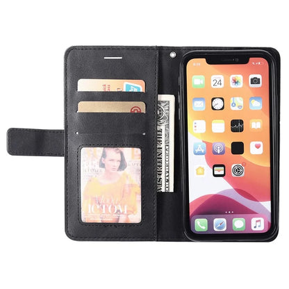 For iPhone 11 Leather Case with Strap Skin-touch Splicing Wallet Phone Cover