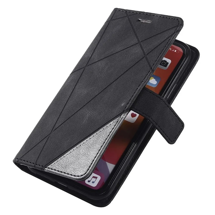 For iPhone 11 Leather Case with Strap Skin-touch Splicing Wallet Phone Cover