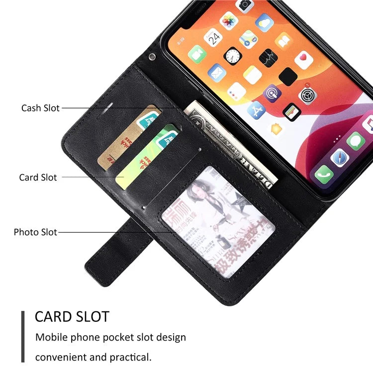 For iPhone 11 Leather Case with Strap Skin-touch Splicing Wallet Phone Cover