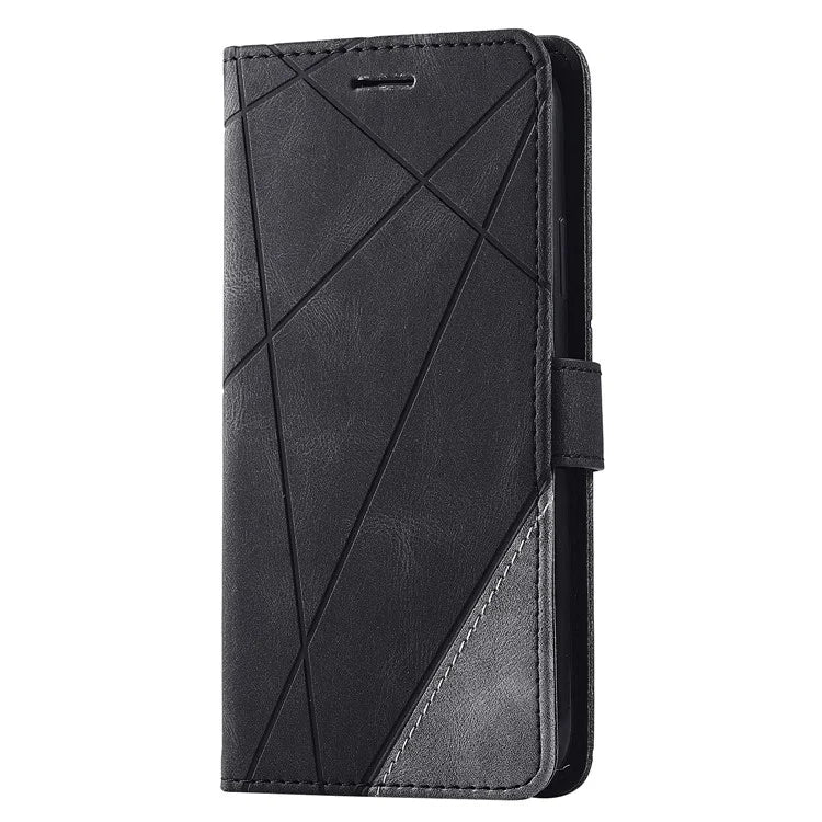 For iPhone 11 Leather Case with Strap Skin-touch Splicing Wallet Phone Cover