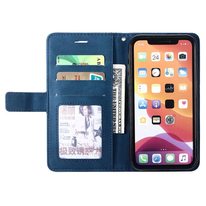For iPhone 11 Leather Case with Strap Skin-touch Splicing Wallet Phone Cover