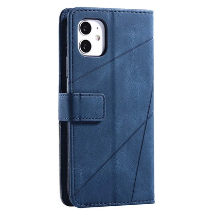 For iPhone 11 Leather Case with Strap Skin-touch Splicing Wallet Phone Cover