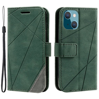 For iPhone 13 Case Splicing Leather Phone Cover with Wallet Card Slots