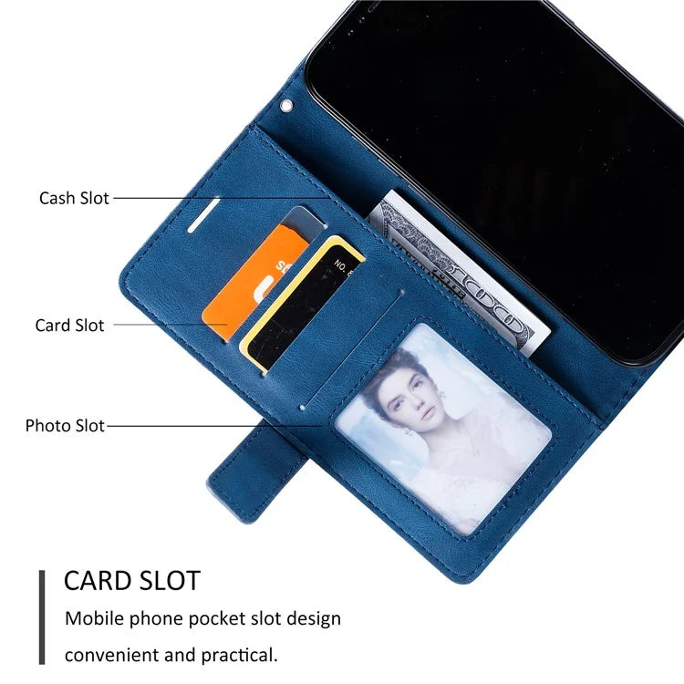 For iPhone 12 Pro Max Wallet Case Lines Imprinted Splicing Phone Leather Cover