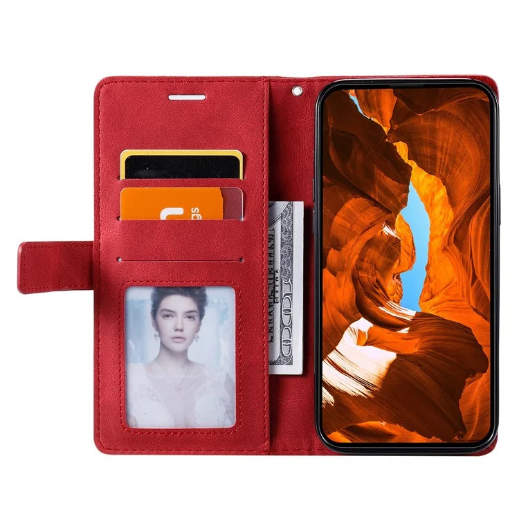 For iPhone 12 Pro Max Wallet Case Lines Imprinted Splicing Phone Leather Cover