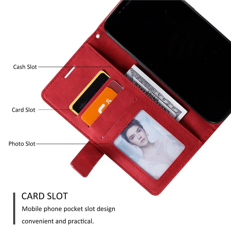 For iPhone 12 Pro Max Wallet Case Lines Imprinted Splicing Phone Leather Cover