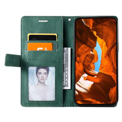 For iPhone 12 Pro Max Wallet Case Lines Imprinted Splicing Phone Leather Cover