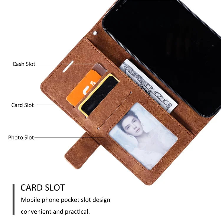 For iPhone 12 Pro Max Wallet Case Lines Imprinted Splicing Phone Leather Cover