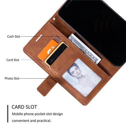 For iPhone 12 Pro Max Wallet Case Lines Imprinted Splicing Phone Leather Cover