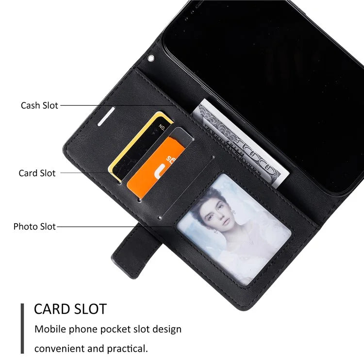 For iPhone 12 Pro Max Wallet Case Lines Imprinted Splicing Phone Leather Cover