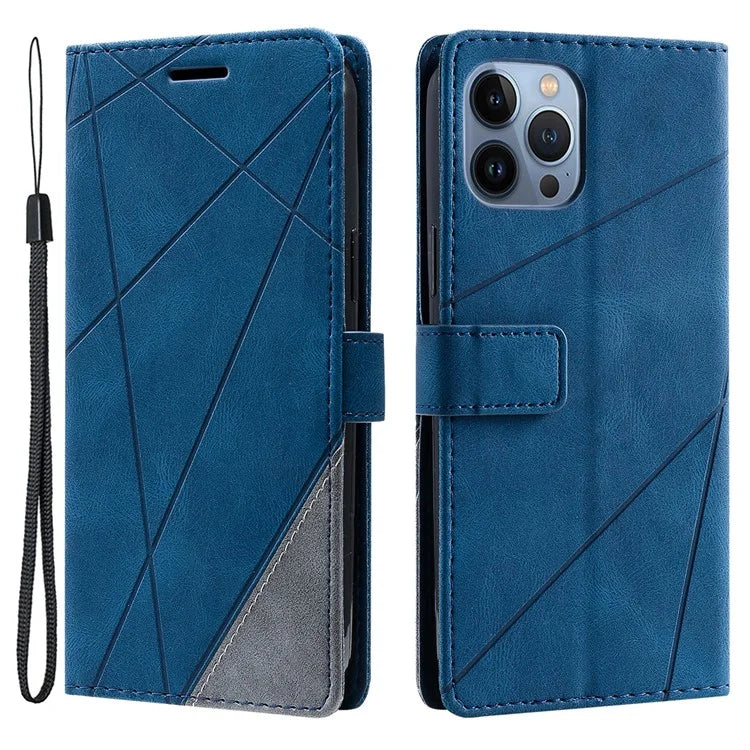 For iPhone 14 Pro Max Case Wallet Card Slots Leather Phone Cover with Wrist Strap