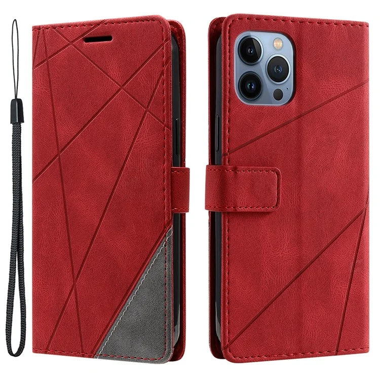 For iPhone 14 Pro Max Case Wallet Card Slots Leather Phone Cover with Wrist Strap