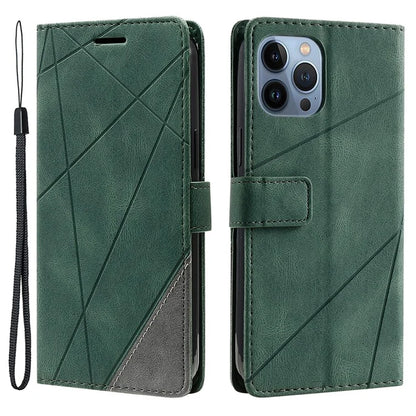 For iPhone 14 Pro Max Case Wallet Card Slots Leather Phone Cover with Wrist Strap
