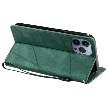 For iPhone 14 Pro Max Case Wallet Card Slots Leather Phone Cover with Wrist Strap
