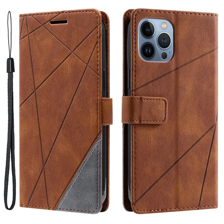 For iPhone 14 Pro Max Case Wallet Card Slots Leather Phone Cover with Wrist Strap