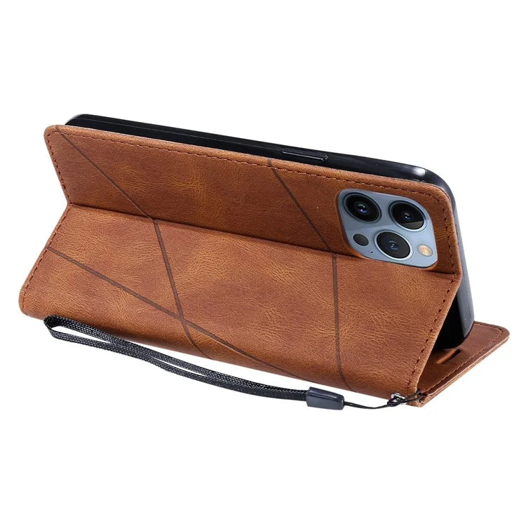 For iPhone 14 Pro Max Case Wallet Card Slots Leather Phone Cover with Wrist Strap