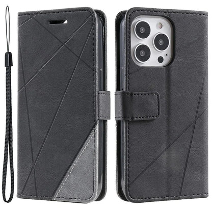 For iPhone 13 Pro Phone Case with Hand Strap Skin-touch Leather Wallet Cover