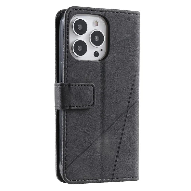 For iPhone 13 Pro Phone Case with Hand Strap Skin-touch Leather Wallet Cover
