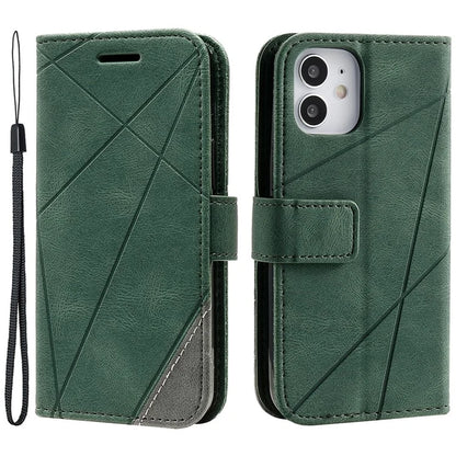 For iPhone 12 mini Case Wallet Leather Phone Cover Skin-touch Texture