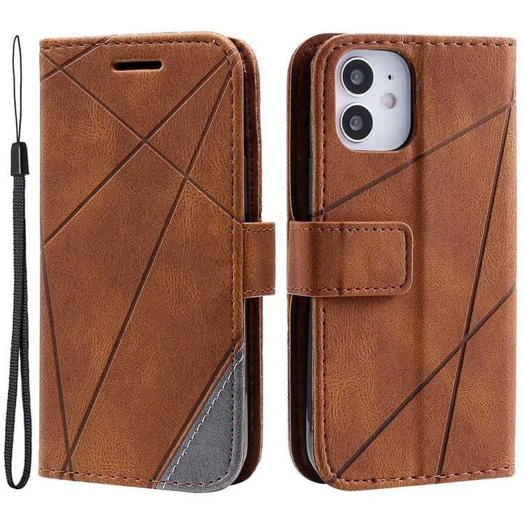 For iPhone 12 mini Case Wallet Leather Phone Cover Skin-touch Texture