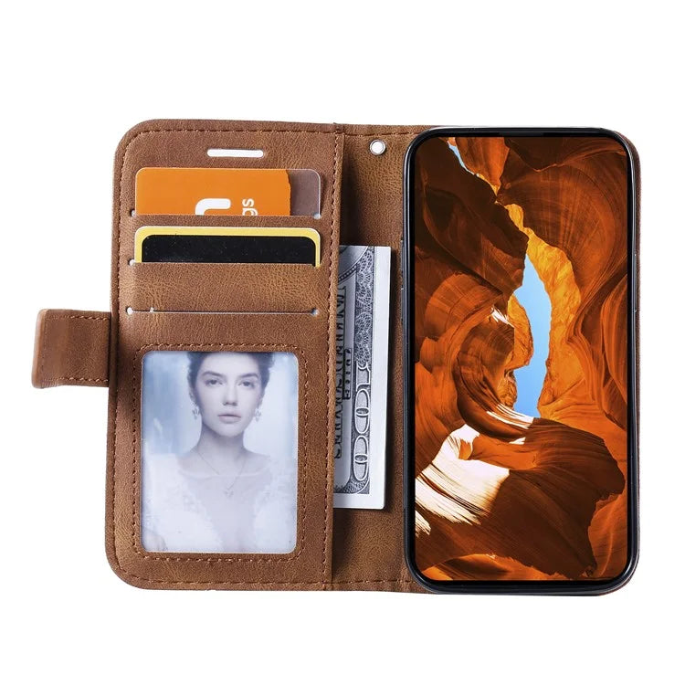 For iPhone 12 mini Case Wallet Leather Phone Cover Skin-touch Texture