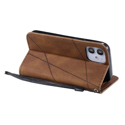 For iPhone 12 mini Case Wallet Leather Phone Cover Skin-touch Texture
