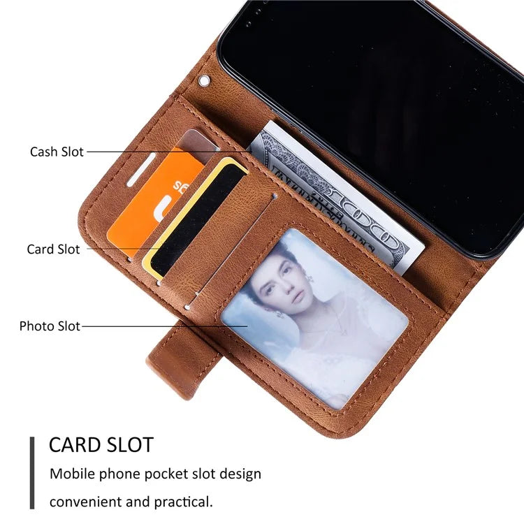 For iPhone 12 mini Case Wallet Leather Phone Cover Skin-touch Texture